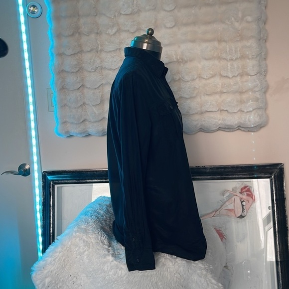 Lauren Ralph Lauren 100% silk collared black blouse shirt very thin and light - Picture 5 of 7